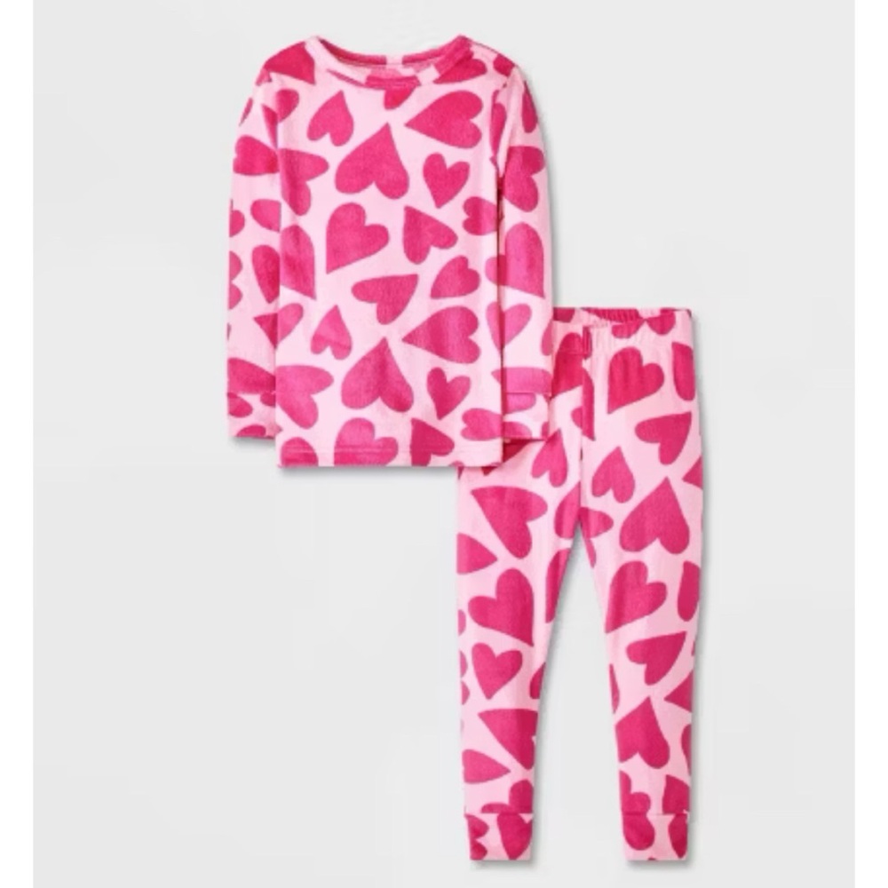 Cat & Jack Girls Hearts Soft Snug Pajamas
